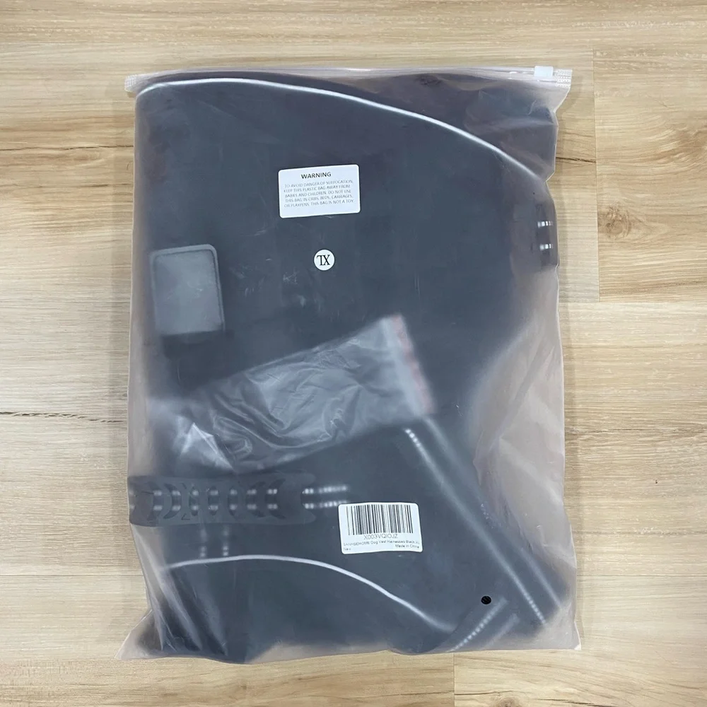 NWT Tactical Black Dog Harness Vest with AirTag Pocket & Adjustable Straps (XL)